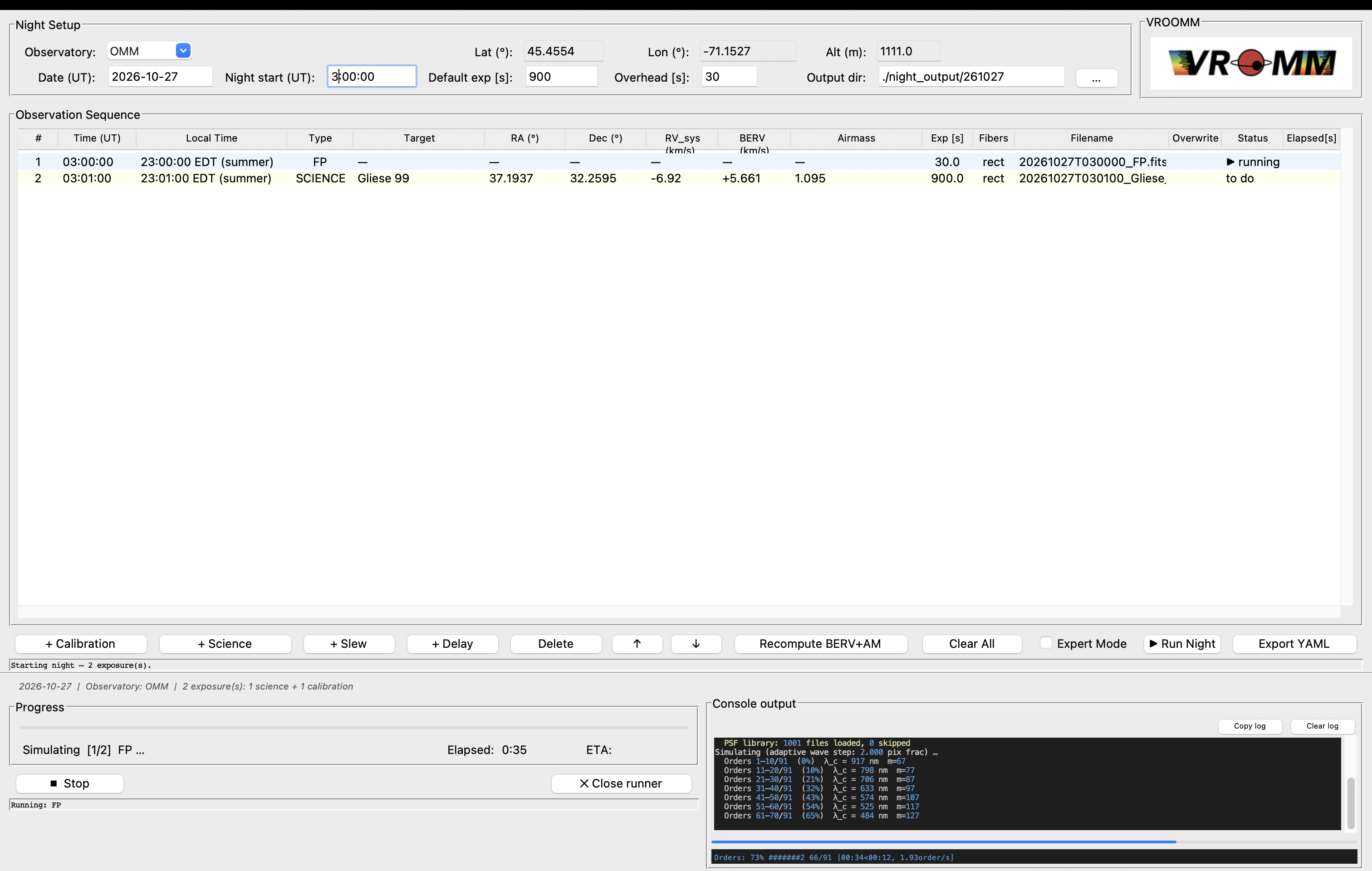 Night planner screenshot